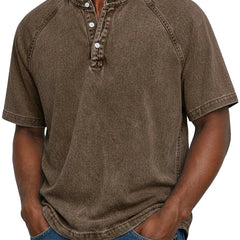 Men's Henley | Short Sleeve Denim Button Placket