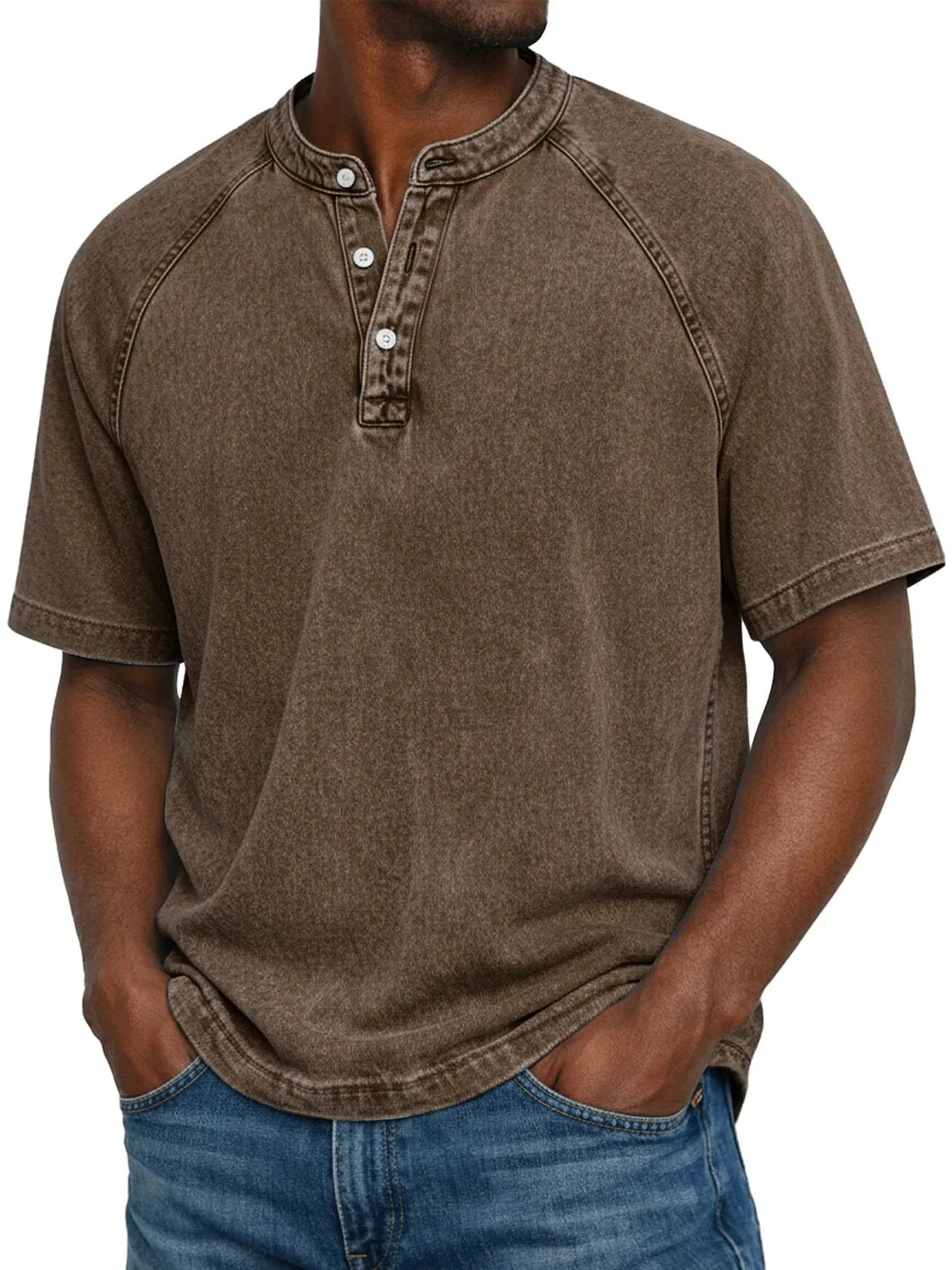 Men's Henley | Short Sleeve Denim Button Placket