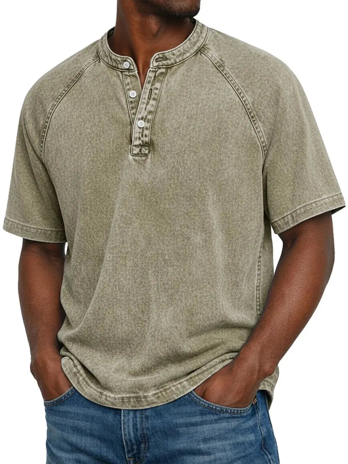 Men's Henley | Short Sleeve Denim Button Placket