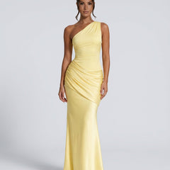 Women's Formal Dress | Maxi One Shoulder Draped Satin