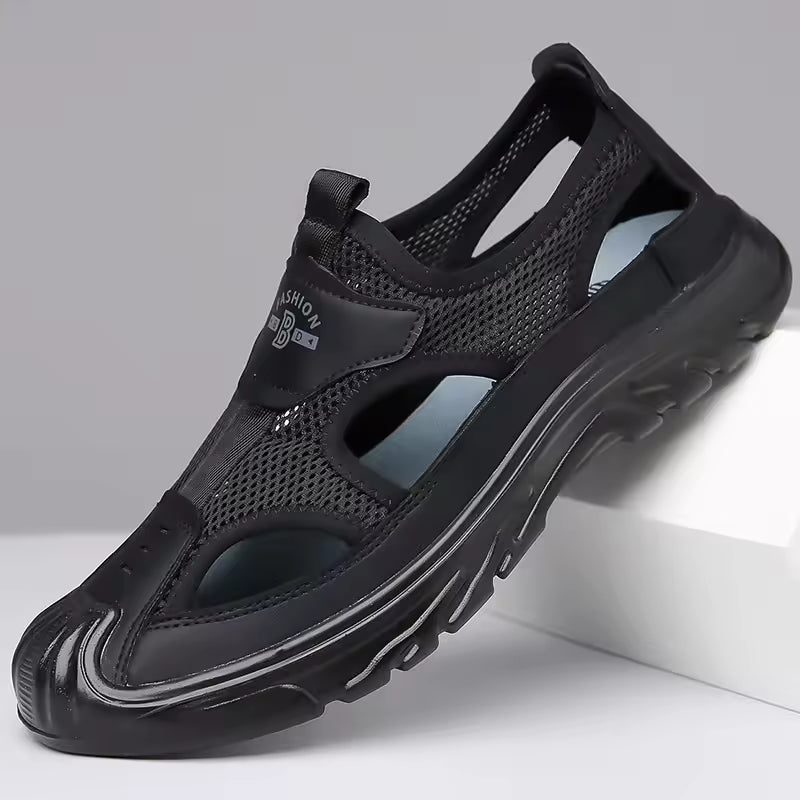 Sandals For Men | Closed Toe Mesh Slip-On Cushioned Sole