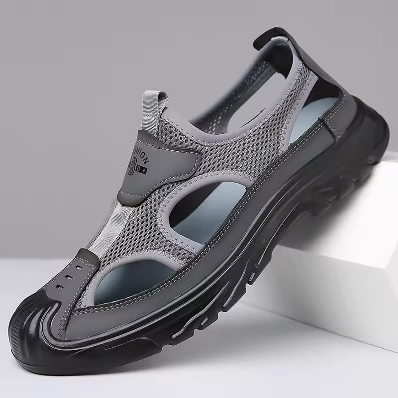 Sandals For Men | Closed Toe Mesh Slip-On Cushioned Sole