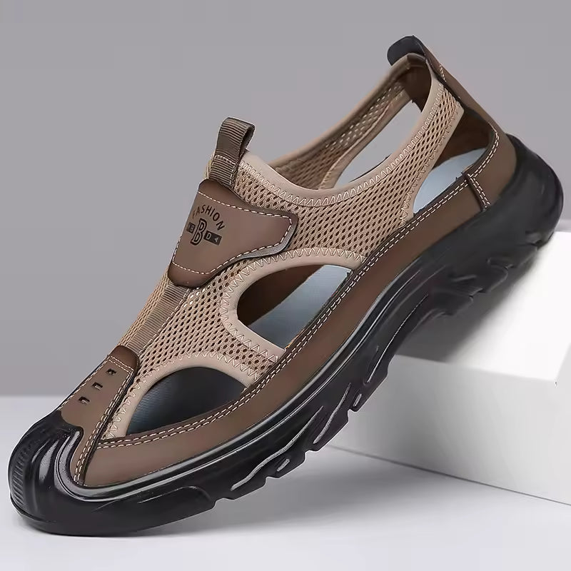 Sandals For Men | Closed Toe Mesh Slip-On Cushioned Sole
