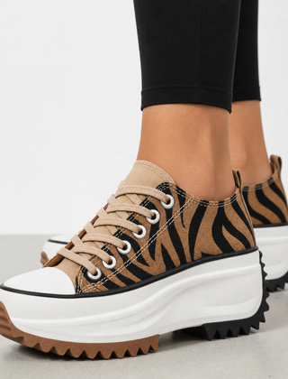 Lefkada Orthopedic Animal Print Platform Sneakers in Tiger Print