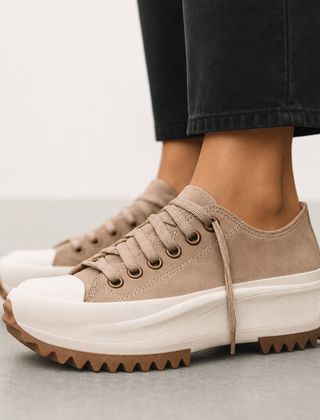 Lefkada Orthopedic Animal Print Platform Sneakers in Light Tan