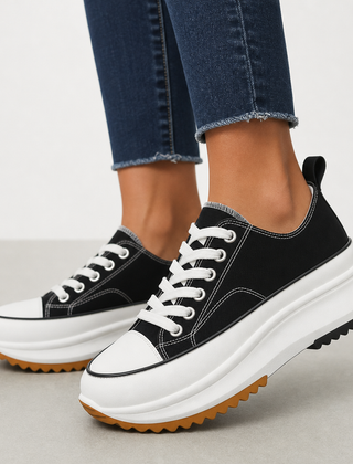 Lefkada Orthopedic Animal Print Platform Sneakers in Classic Black