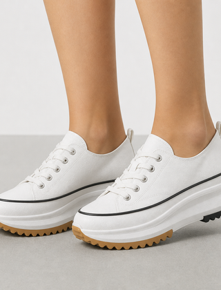 Lefkada Orthopedic Animal Print Platform Sneakers in White Snow