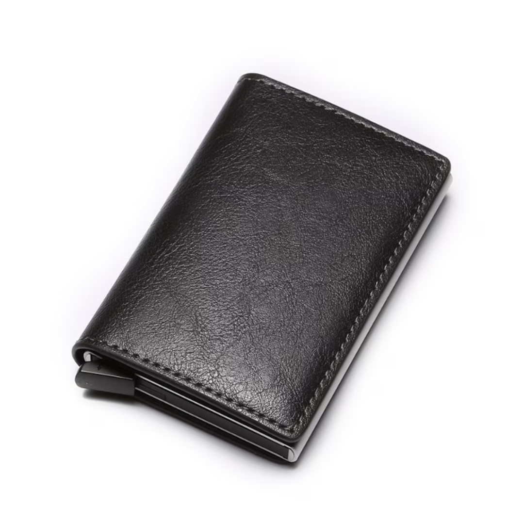 Sleek aluminum men's wallet with RFID protection and a durable money clip.
