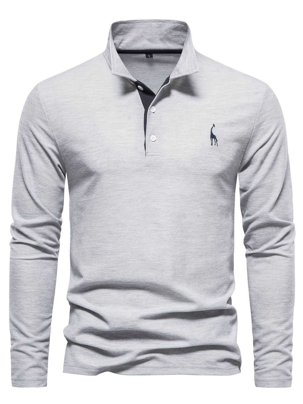 Men's long sleeve polo in classic color, perfect for casual everyday style & comfort.