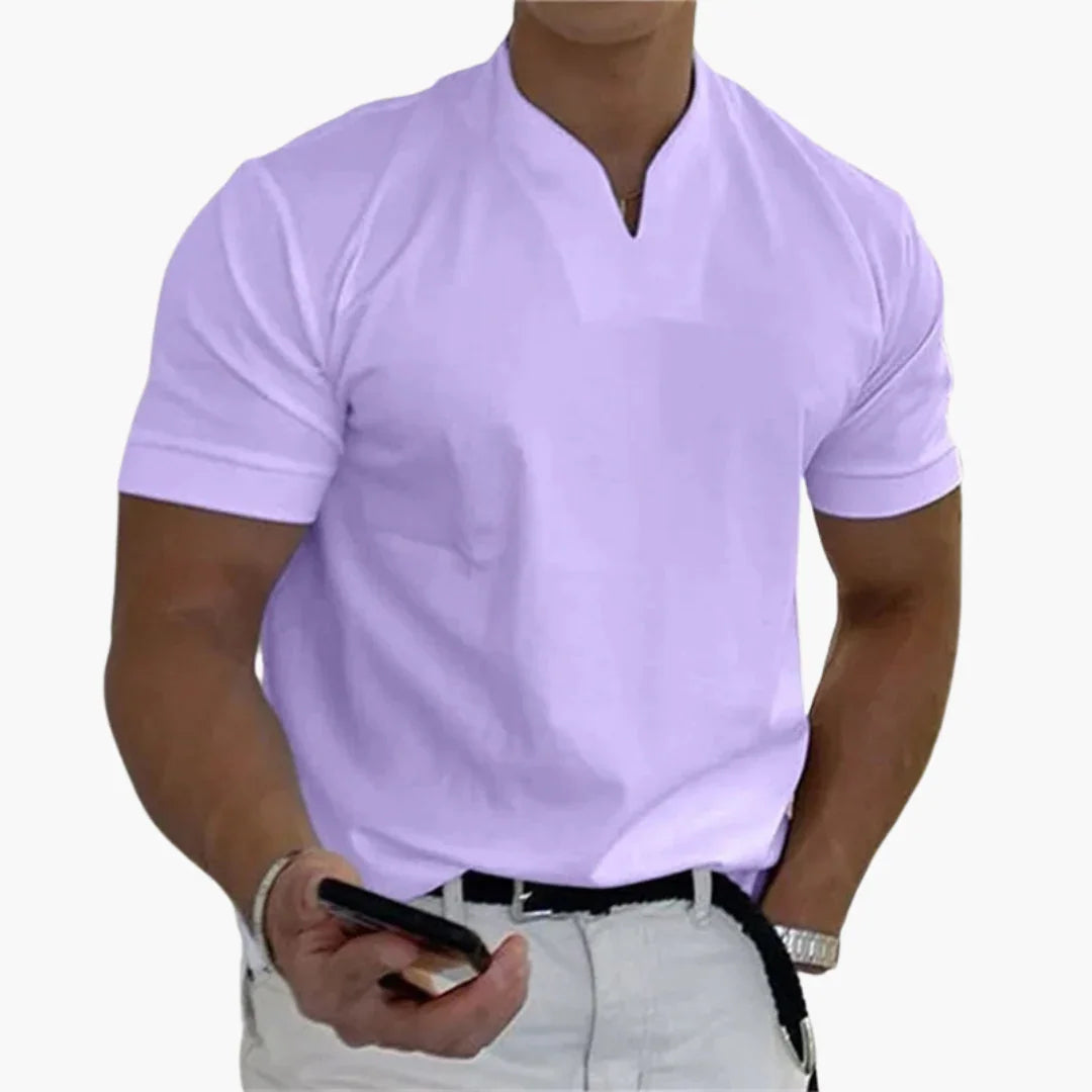 Men's Linen Shirt | V-Neck Short Sleeve Relaxed Fit