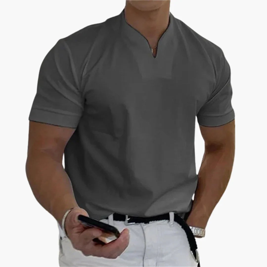 Men's Linen Shirt | V-Neck Short Sleeve Relaxed Fit