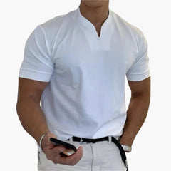 Men's Linen Shirt | V-Neck Short Sleeve Relaxed Fit