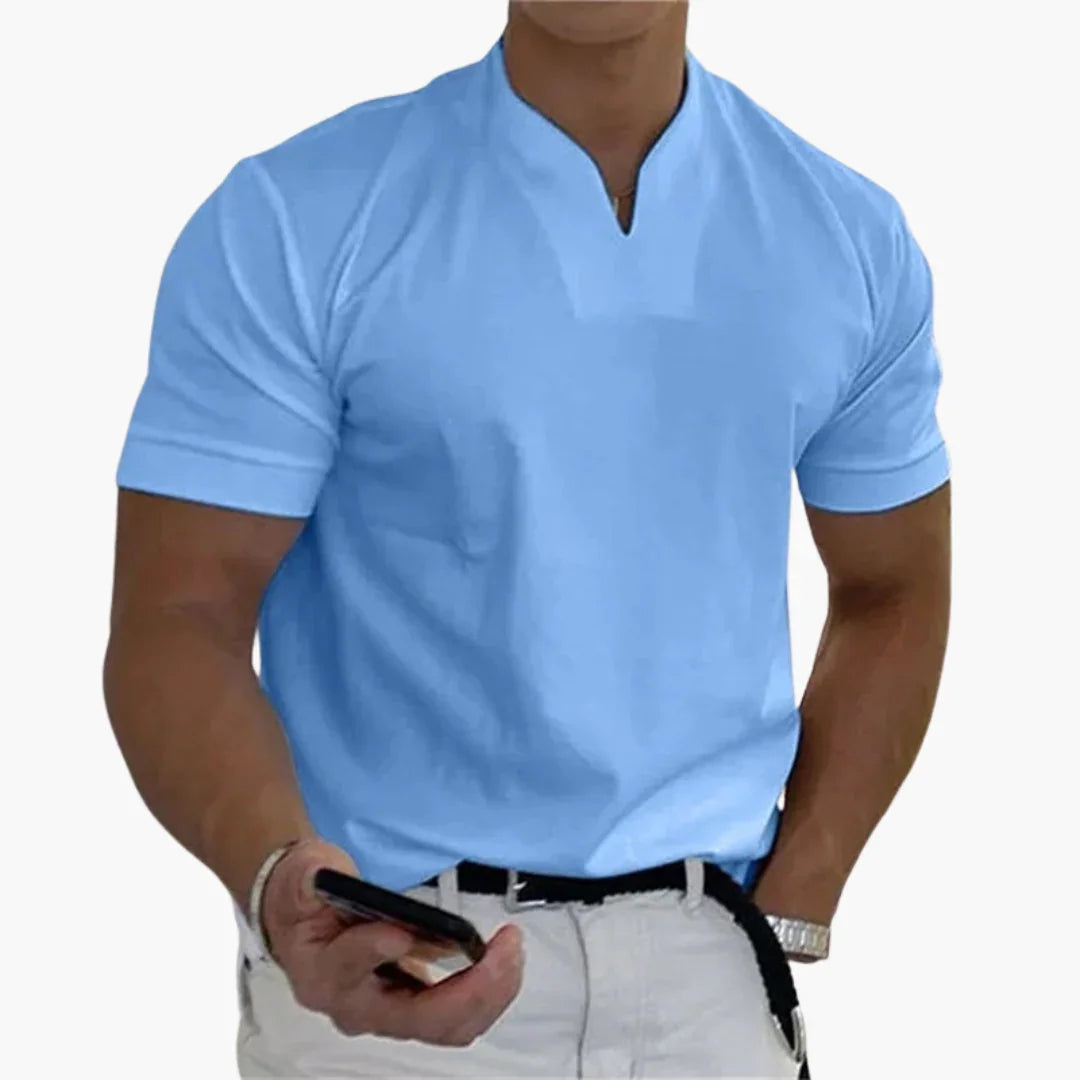 Men's Linen Shirt | V-Neck Short Sleeve Relaxed Fit