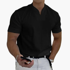 Men's Linen Shirt | V-Neck Short Sleeve Relaxed Fit