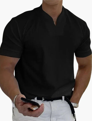 Men's Linen Shirt | V-Neck Short Sleeve Relaxed Fit