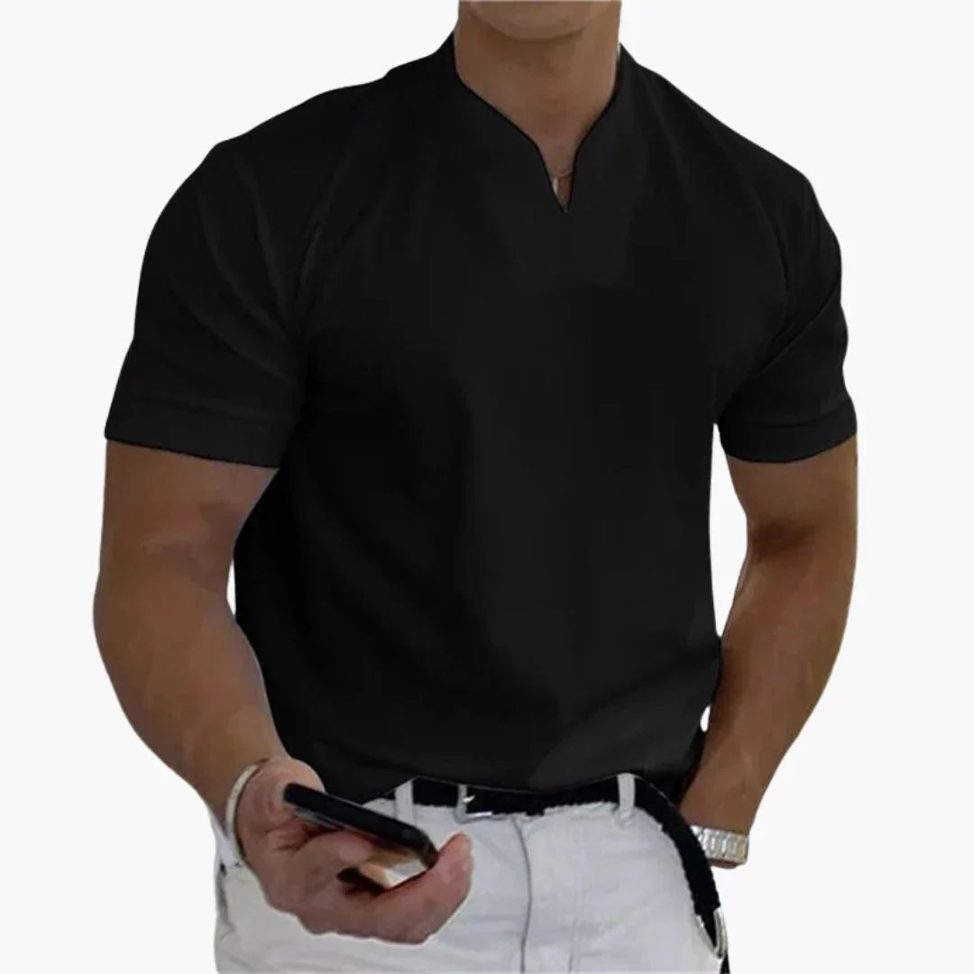 Men's Linen Shirt | V-Neck Short Sleeve Relaxed Fit