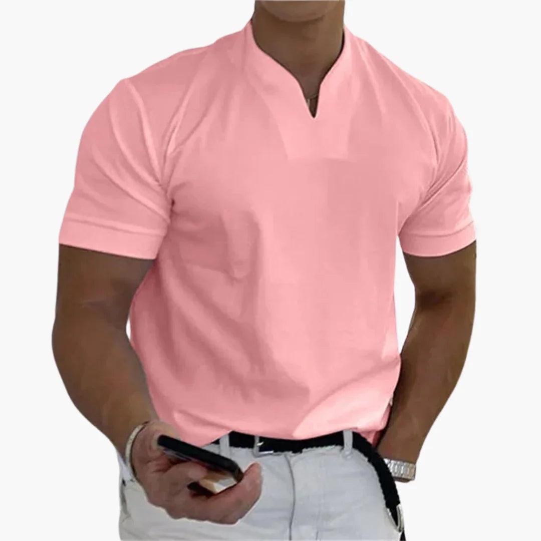 Men's Linen Shirt | V-Neck Short Sleeve Relaxed Fit