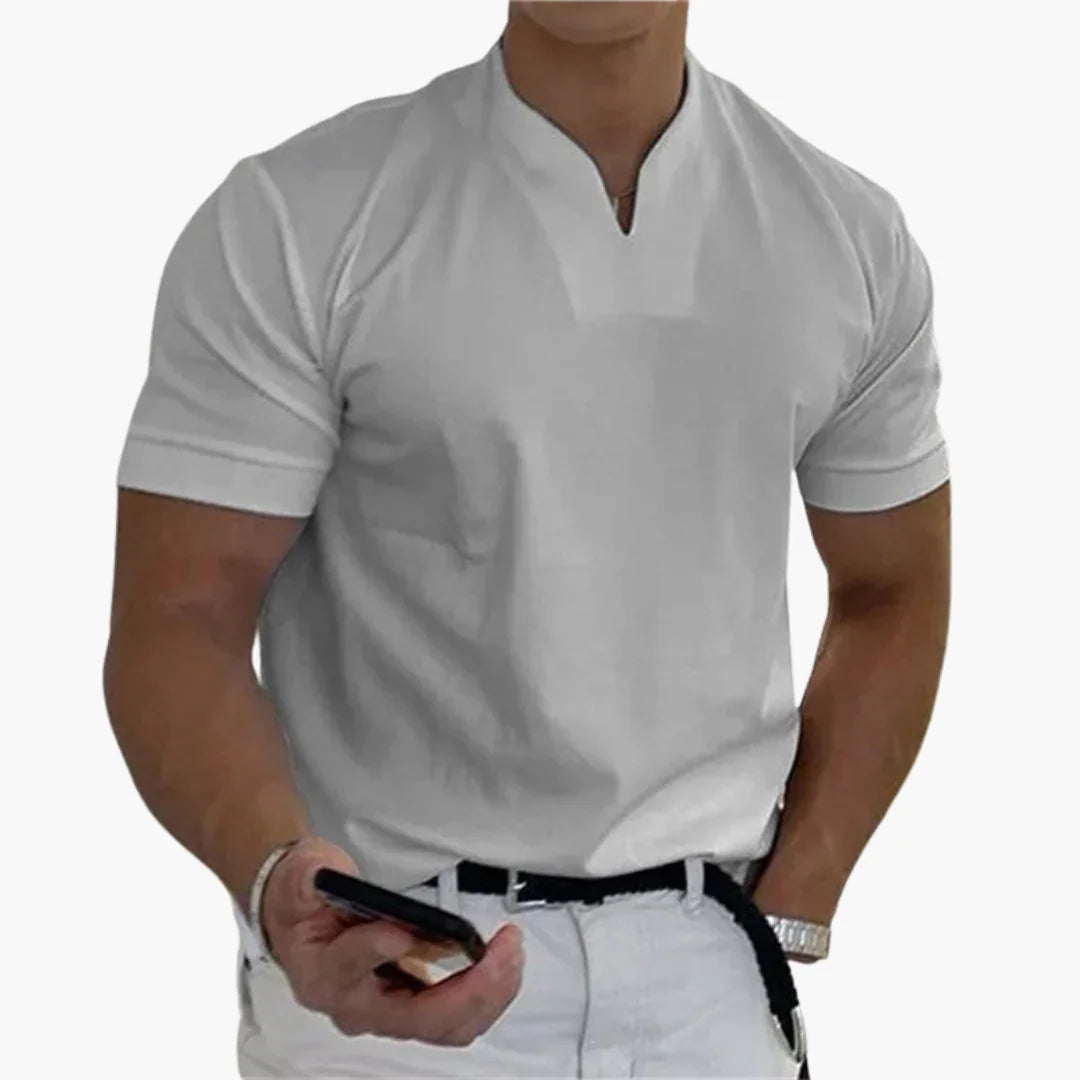 Men's Linen Shirt | V-Neck Short Sleeve Relaxed Fit