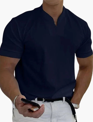 Men's Linen Shirt | V-Neck Short Sleeve Relaxed Fit