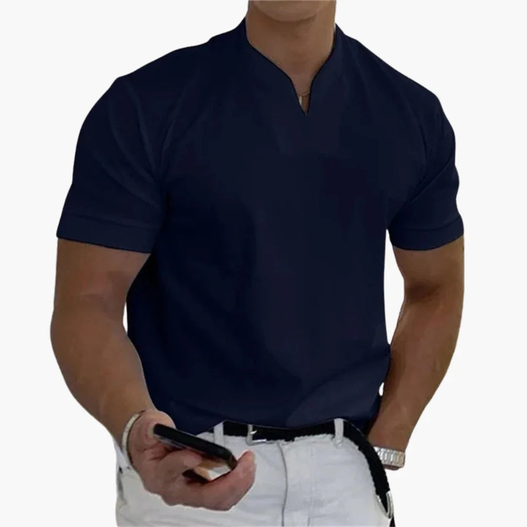 Men's Linen Shirt | V-Neck Short Sleeve Relaxed Fit