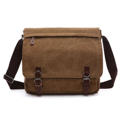 Durable men's rugged canvas shoulder bag with secure buckles, perfect for work, travel, or a stylish everyday carry.
