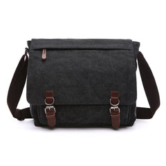 Unisex rugged canvas shoulder bag, perfect for everyday essentials, work, or travel, highlighting its sturdy material.