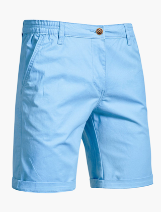 Smart casual men's chino shorts, styled with polo. Ideal for summer events & versatile men's fashion.