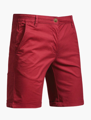 Back view of men's tailored fit chino shorts. Smart casual style, comfortable for summer everyday wear.