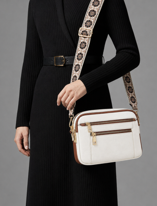 Menerbes Leather Crossbody Bag in Beige