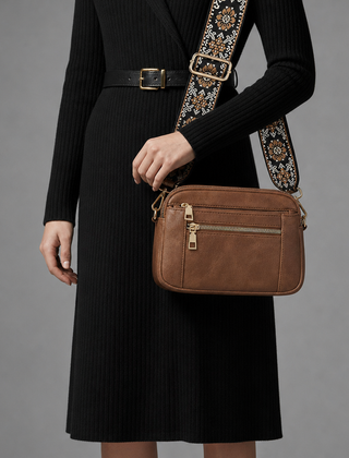Menerbes Leather Crossbody Bag in Brown