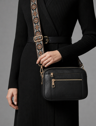 Menerbes Leather Crossbody Bag in Black