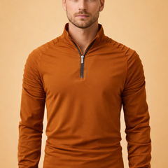 Men's Long Sleeve Top | Half Zip Neck Stretch Knit