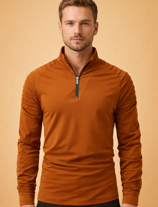 Men's Long Sleeve Top | Half Zip Neck Stretch Knit