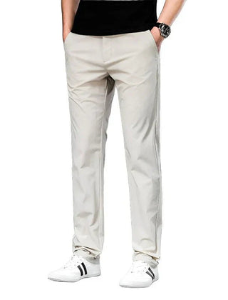 Men's Cotton Chino Pants Casual Straight Leg Trousers - White