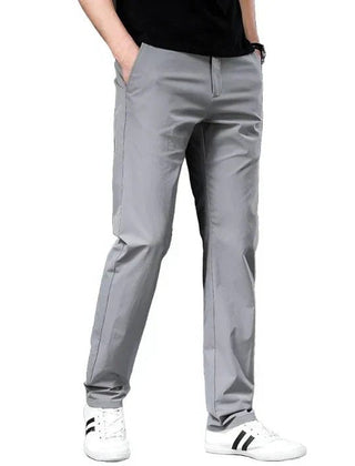 Men's Cotton Chino Pants Casual Straight Leg Trousers - Grey