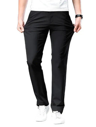Men's Cotton Chino Pants Casual Straight Leg Trousers - Black