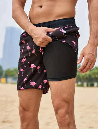 Men's Board Shorts | Drawstring Waist Printed Mid-Thigh