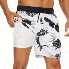 Men's Board Shorts | Drawstring Waist Printed Mid-Thigh