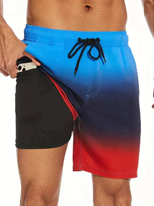 Men's Board Shorts | Drawstring Waist Printed Mid-Thigh