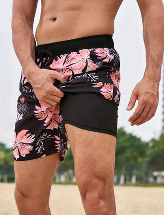 Men's Board Shorts | Drawstring Waist Printed Mid-Thigh