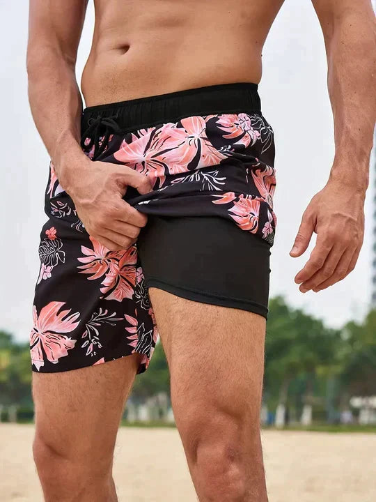 Men's Board Shorts | Drawstring Waist Printed Mid-Thigh