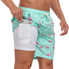Men's Board Shorts | Drawstring Waist Printed Mid-Thigh