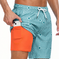 Men's Board Shorts | Drawstring Waist Printed Mid-Thigh