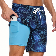 Men's Board Shorts | Drawstring Waist Printed Mid-Thigh