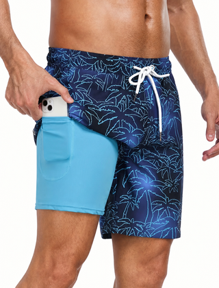 Men's Board Shorts | Drawstring Waist Printed Mid-Thigh