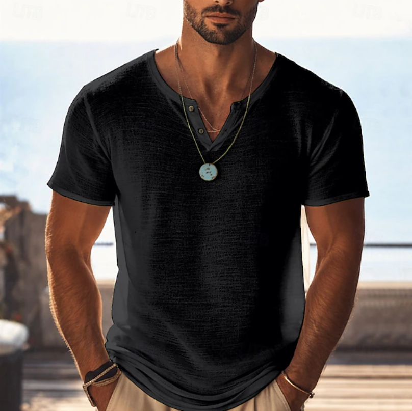Men's Henley | V-Neck Short Sleeve Knit