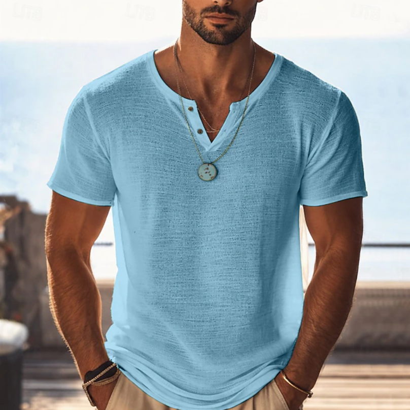Men's Henley | V-Neck Short Sleeve Knit