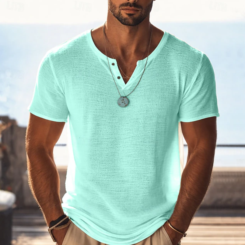 Men's Henley | V-Neck Short Sleeve Knit