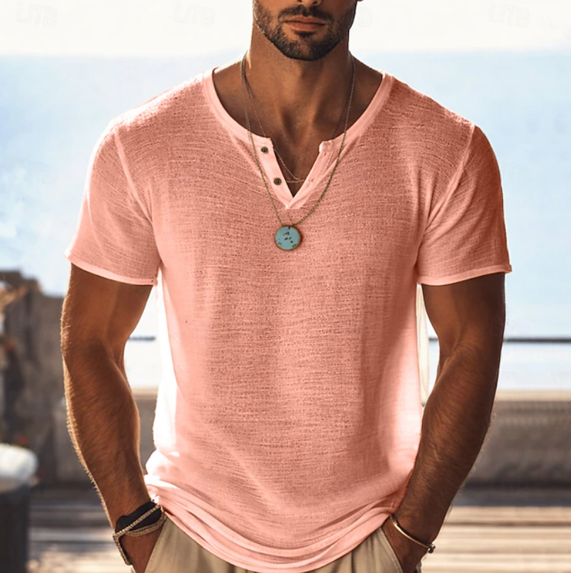 Men's Henley | V-Neck Short Sleeve Knit