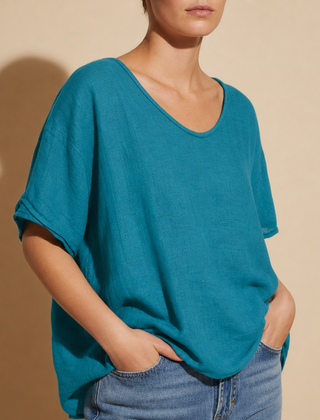 Montalcino Loose Fit Blouse in Sea blue